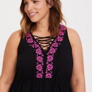 Torrid Black and Pink Maxi Skirt